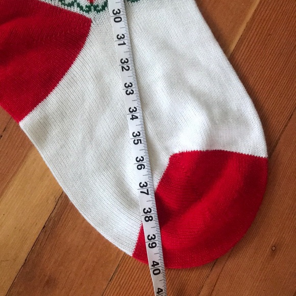 Knit Holiday Stocking Oversize with bears hearts Pine Trees - Picture 2 of 7